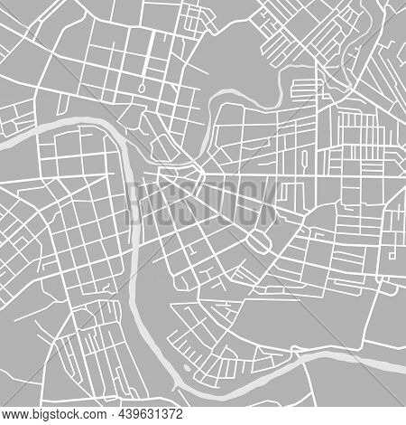 City Map. Town Streets With Line Park And River. Downtown Gps Navigation Plan, Abstract Transportati
