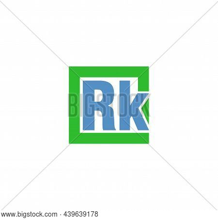 Rk Letters In Green Box. Rk Compoany Letters Monogram.