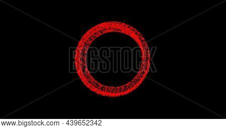 Abstract Technology Red Circle Background Made Of Animated Lines And Dots, Particles.