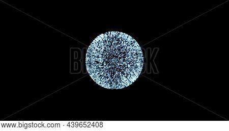 Abstract Technology Blue Sphere Background Made Of Animated Lines And Dots, Particles. Blend Mode