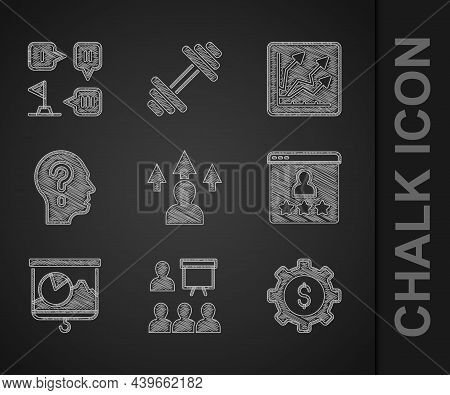 Set Front End Development, Training, Presentation, Gear With Dollar, Customer Product Rating, Chalkb