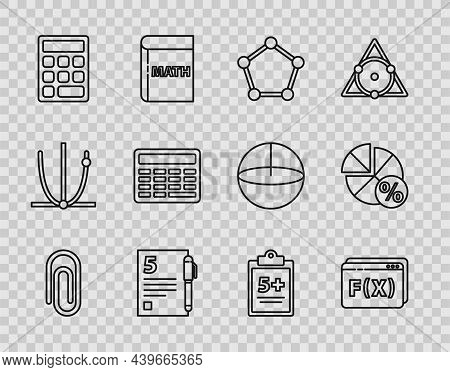 Set Line Book With Word Mathematics, Geometric Figure Pentagonal Prism, Sphere, Open Book, Triangle,