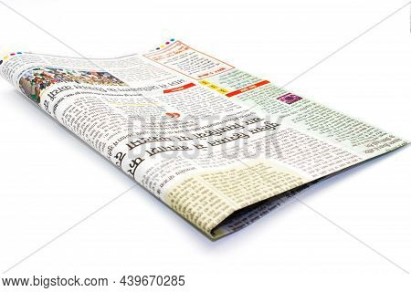 Noida , Utter Pardesh , India - November 09 2021 , News Paper , A Picture Of News Paper On White Bac