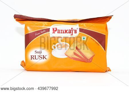 Noida , Utter Pardesh , India - October 20 2021 , Crispy Rusk , A Picture Of Crispy Rusk On White Ba