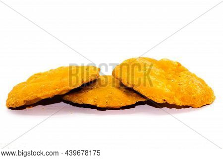 Crispy And Salty Mathdi On White Background With Selective Focus