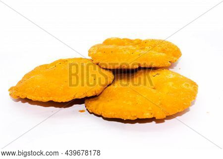 Crispy And Salty Mathdi On White Background With Selective Focus