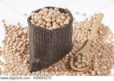 Cicer Arietinum - Raw Grains Of Chickpea; Legume With Important Culinary And Nutritional Qualities