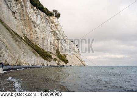 Beautiful Chalk Cliffs Towering Over The Baltic Sea. Picture From Mons Klint In Denmark