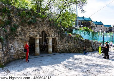 Russia May 04, 2021 Pyatigorsk, View Of Diana's Town Near The Park Flower Garden, Photo Was Taken On