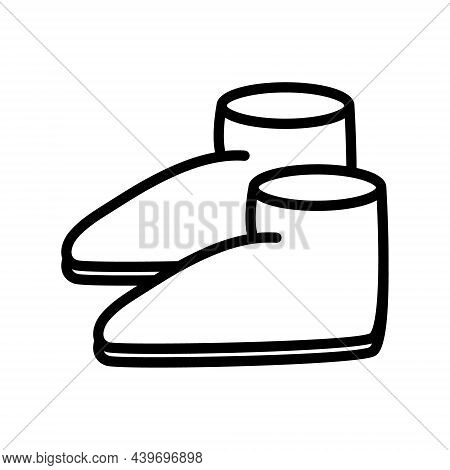 Home Shoes Flat Line Icon. Comfortable House Slipper. Mens And Womens Footwear, Children Slippers In