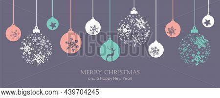 Merry Christmas Card With Hanging Ball Decoratoin