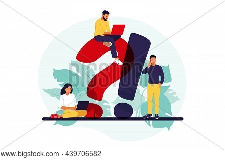 Website Faq Section. User Help Desk. Customer Support Concept. Vector Illustration. Flat.