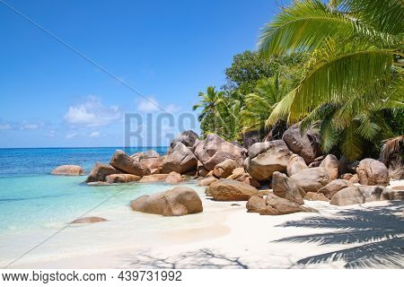 Famous Petite Anse Kerlan beach on the Praslin island, Seychelles
