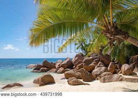 Famous Petite Anse Kerlan beach on the Praslin island, Seychelles