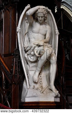 St. Paul's Cathedral, Liège - Beautiful Sculpture Known As The Genius Of Evil, The Spirit Of Evil Or