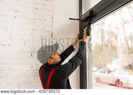 Windows Installation Workers, Worker Window In A Building