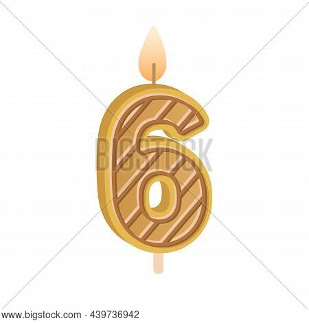 6 Number Candle For Birthday Cake. Wax Decor For 6th Year Anniversary. Sixth Age Figure-shaped Decor