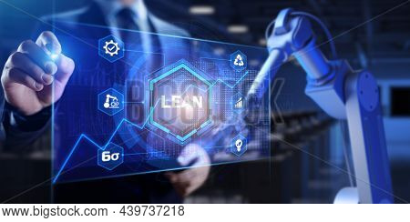 Lean Manufacturing. Business Industrial Technology Concept. Cobot 3d Render