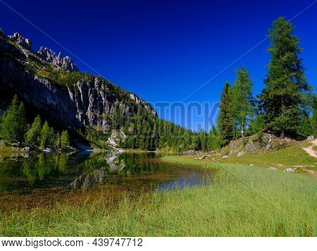 The beautiful Lago Di Federa near Croda da Lago, Italy, Euorpe
