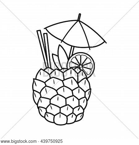 Vector Design Of Cocktail And Umbrella Symbol. Web Element Of Cocktail And Ananas Stock Vector Illus