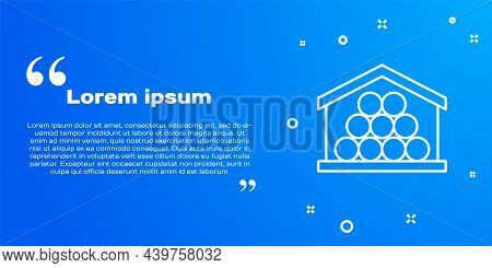 White Line Wooden Logs Icon Isolated On Blue Background. Stack Of Firewood. Vector