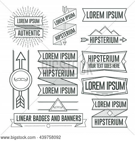 Linear Old Hipster Retro Vintage Badges Frames And Labels