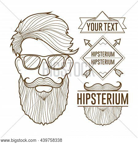 Line Illustration Of Lgbtq Hip Man And Labels Logos Pack