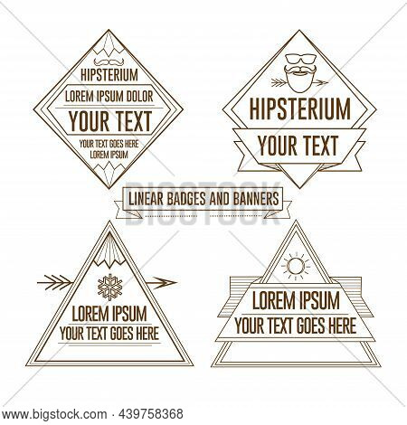 Linear Triangular Vintage Hipster Badges Logos Line Illustration