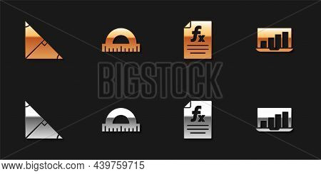 Set Angle Bisector Of A Triangle, Protractor, Function Mathematical Symbol And Laptop With Graph Cha