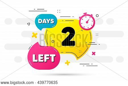 Two Days Left Icon. Countdown Number On Abstract Flow Pattern. 2 Days To Go Sign. Count Offer Date L