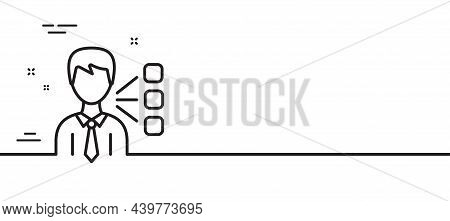 Third Party Line Icon. Team Leader Sign. Business Conversation Symbol. Minimal Line Illustration Bac