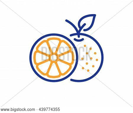 Orange Line Icon. Fruit Food Sign. Diet Nutrition Symbol. Colorful Thin Line Outline Concept. Linear