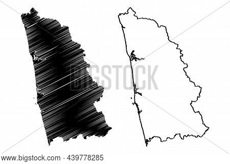 Udupi District (karnataka State, Republic Of India, Mysore Division) Map Vector Illustration, Scribb