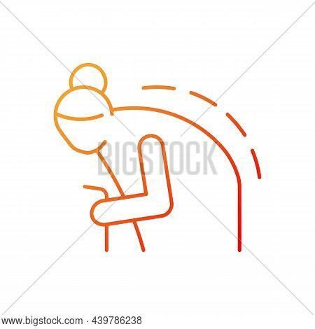 Kyphosis Gradient Linear Vector Icon. Roundback. Abnormal Upper Spine Curvature. Elderly Person With