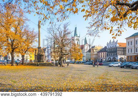 Litomerice, Czech Republic - October 28, 2021: Peace Square, Czech: Mirove Namesti, In Litomerice On