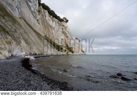Beautiful Chalk Cliffs Towering Over The Baltic Sea. Picture From Mons Klint In Denmark