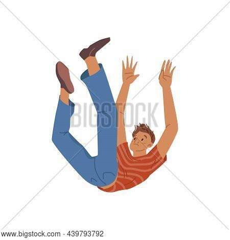 Unhappy Person In Emotional Stress Fall, Hazard Or Accident, Failure Or Despair Concept. Lonely Guy 