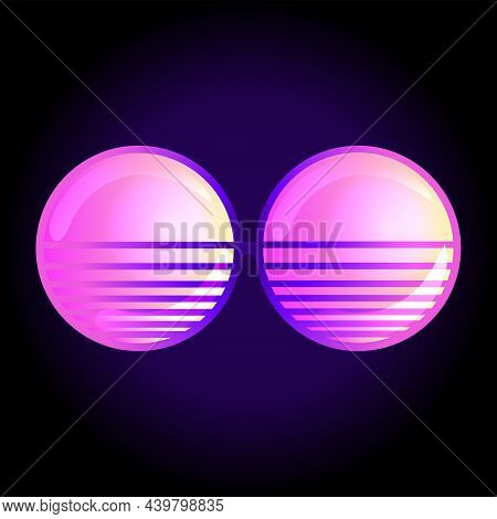 Round Sun Glasses. Vector Illustration Over Retro Vintage 80s Or 90s Geometric Style Abstract. Psych