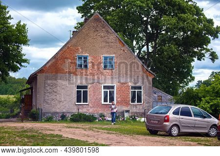 Krasnolesye, Russia - June 12, 2016: Old Historical German Buildings In The Village Of Krasnolesye (