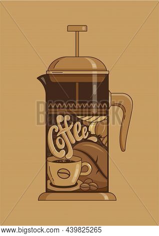 Advertising Poster French Press Coffee Shop Nostalgia