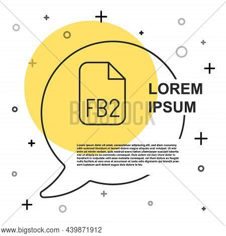 Black Line Fb2 File Icon Isolated On White Background. Random Dynamic Shapes. Vector