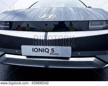Vendenheim, France - Nov 14, 2021: Front View Of New Ioniq 5 Electric Car By Hyundai - Led Matrix La