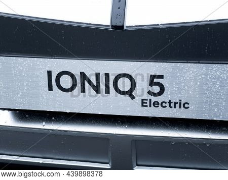 Vendenheim, France - Nov 14, 2021: Front View Of New Ioniq 5 Electric Car By Hyundai Inscription On 