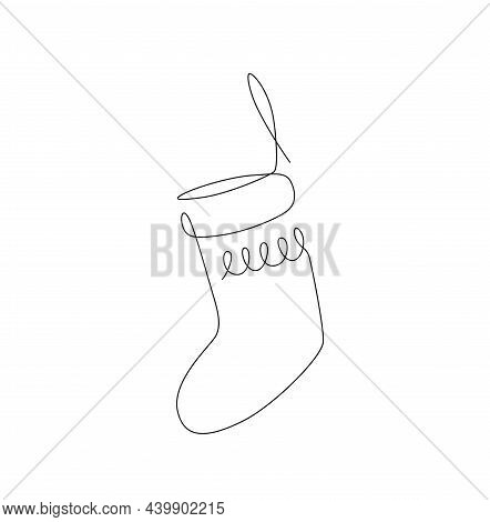 Christmas Stocking. Xmas Sock. Doodle, Line, Flat. Vector Illustration