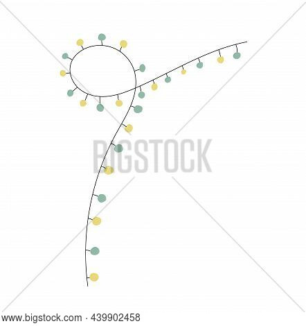 Christmas Tree Light. Xmas Pine Tree. Flat And Line Design. . Vector Illustration