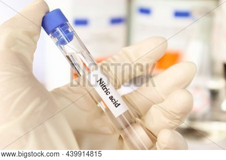 Nitric Acid In Test Tube Used In Laboratory And Industry