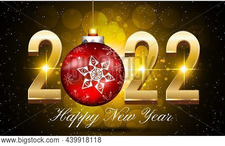 New Year 2022 Vector Background With Golden Text - 2022 Happy New Year Vector Illustration With Gold