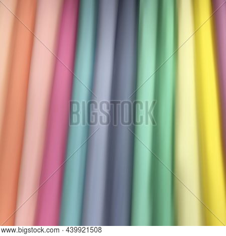Collection Of Fabrics. Satin, Silk, Cotton Textiles Beauty And Fas