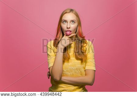 Hilarious Funny Girl Showing Tongue, Grimacing, Fooling Around, Making Stupid Facial Expressions, Ha