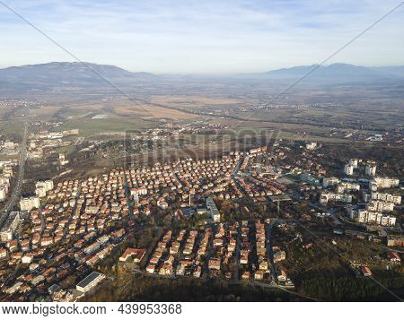 Amazing Aerial Sunset View Of Town Of Kyustendil, Bulgaria